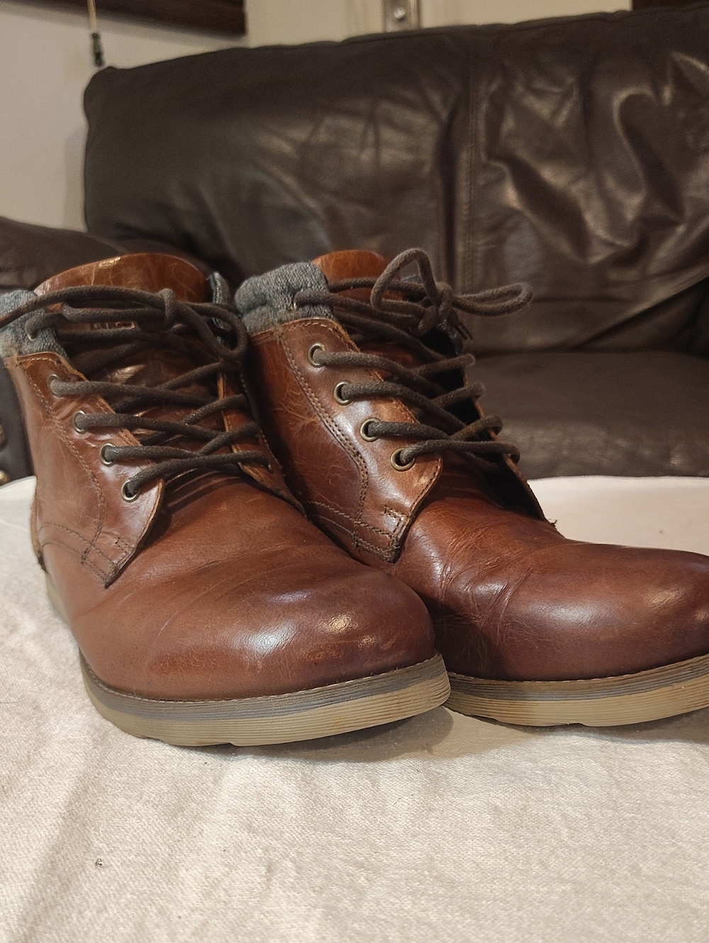 Men's Alesbury Brown Leather Lace-Up Casual Boots